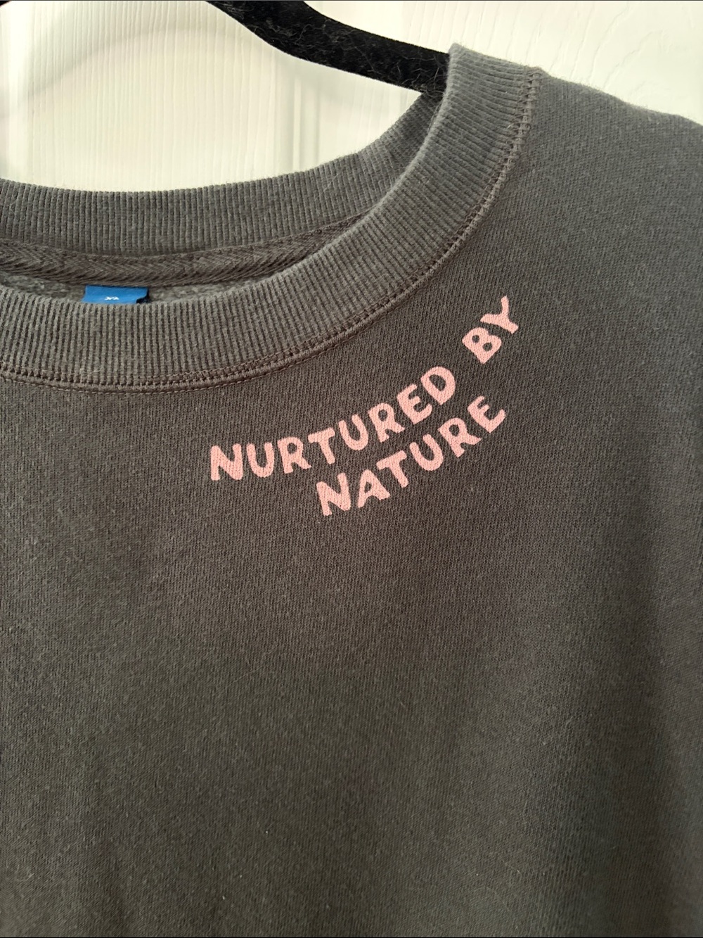 🌅Nurtured By Nature Charcoal Crewneck Sweatshirt with Sunset Print on Back - Picture 5 of 5